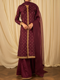 Maroon silk kurta with gota-patti, sharara and organza dupatta