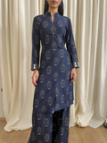 Indigo dabu print kurta with matching palazzo