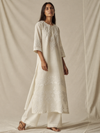AI demo — Ivory Chikankari Straight Kurti, alternate view
